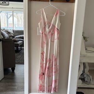 Sleeveless Pink Floral Maxi Dress - Brand Unspecified